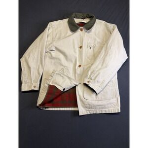 LL Bean Vintage Canvas Flannel Lined Chore Field Barn Jacket Made In USA - Med